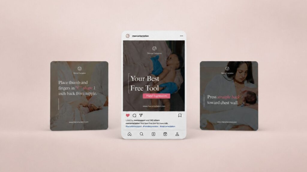 Mercer Lactation Instagram feed design showcase for digital agency portfolio.